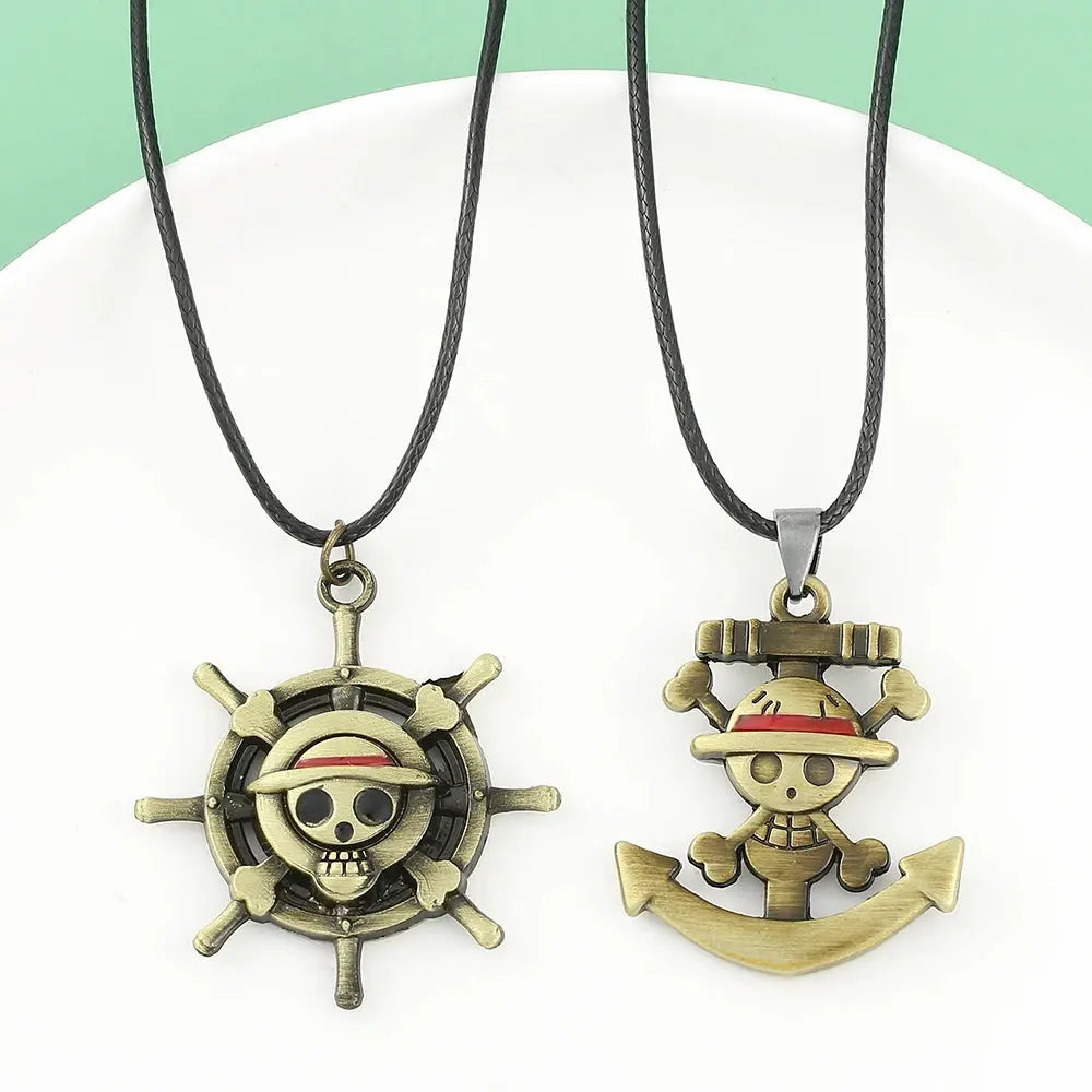 One Piece Trafalgar Law Necklace – Vintage Skull Pendant & Monkey D. Luffy Choker for Women Otaku Sora