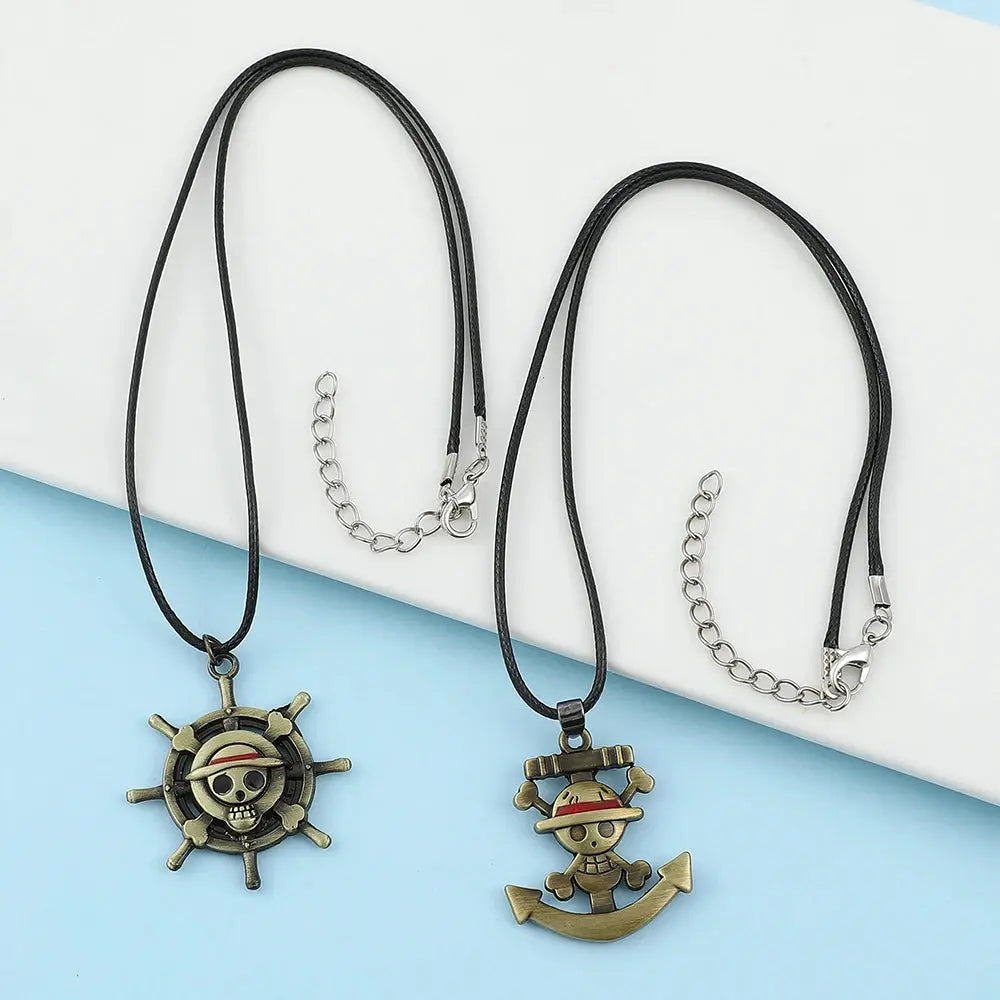 One Piece Trafalgar Law Necklace – Vintage Skull Pendant & Monkey D. Luffy Choker for Women Otaku Sora