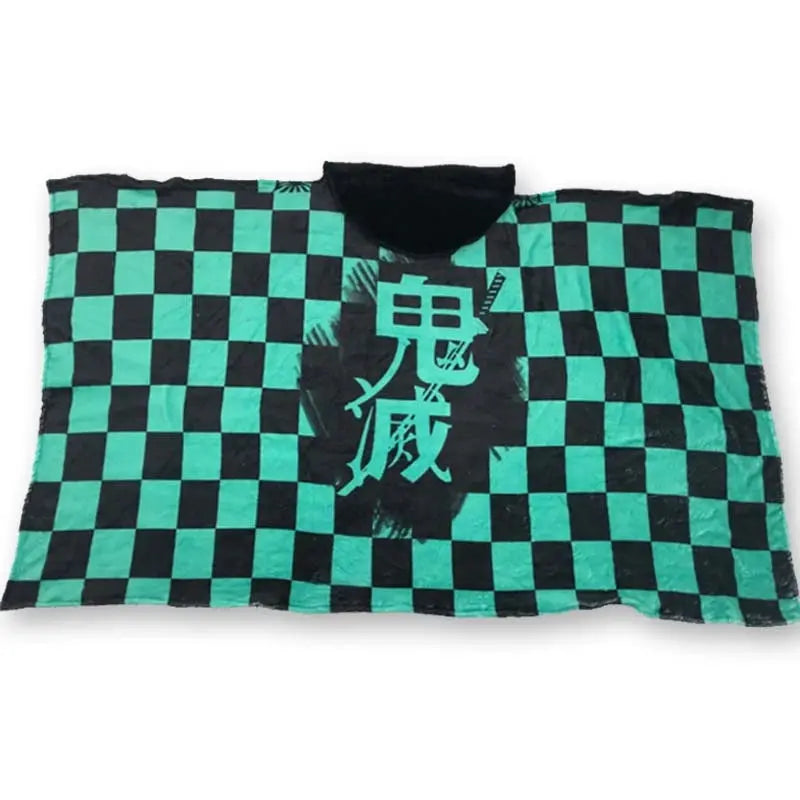 Demon Slayer Blanket Cloak – Cozy Flannel Hoodie Shawl for Cosplay & Everyday Wear Otaku Sora