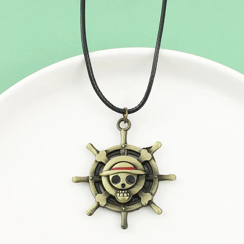 One Piece Trafalgar Law Necklace – Vintage Skull Pendant & Monkey D. Luffy Choker for Women Otaku Sora