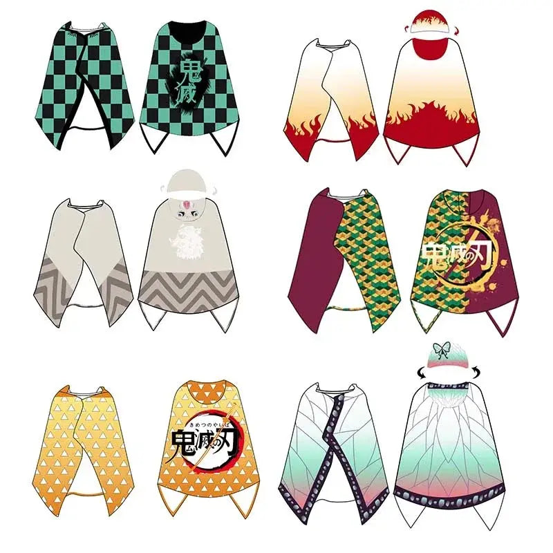 Demon Slayer Blanket Cloak – Cozy Flannel Hoodie Shawl for Cosplay & Everyday Wear Otaku Sora