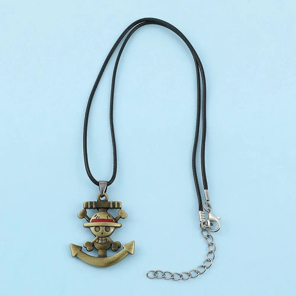One Piece Trafalgar Law Necklace – Vintage Skull Pendant & Monkey D. Luffy Choker for Women Otaku Sora