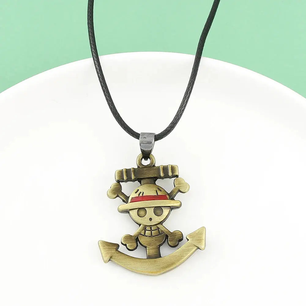 One Piece Trafalgar Law Necklace – Vintage Skull Pendant & Monkey D. Luffy Choker for Women Otaku Sora
