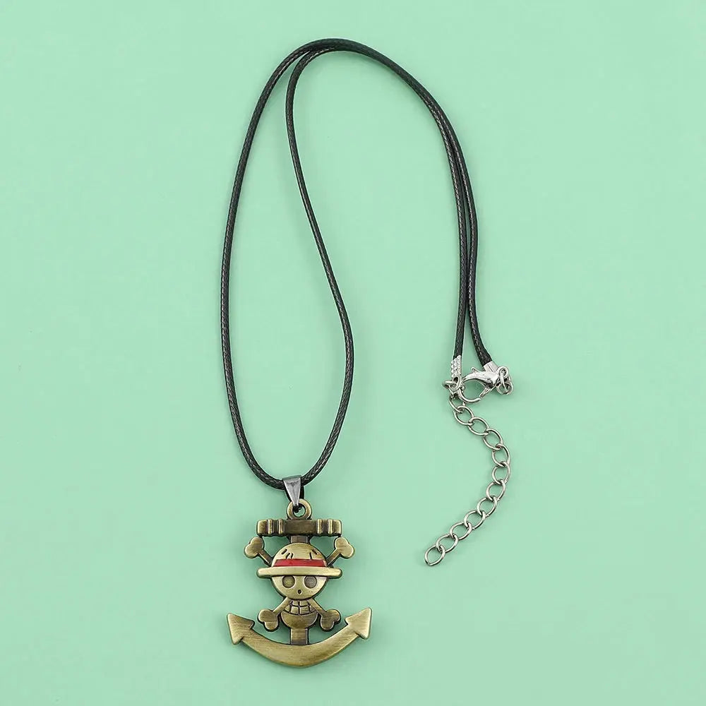 One Piece Trafalgar Law Necklace – Vintage Skull Pendant & Monkey D. Luffy Choker for Women Otaku Sora