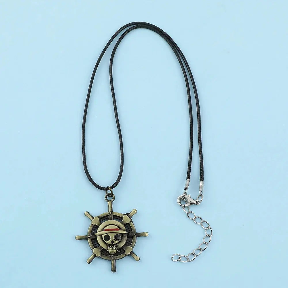 One Piece Trafalgar Law Necklace – Vintage Skull Pendant & Monkey D. Luffy Choker for Women Otaku Sora