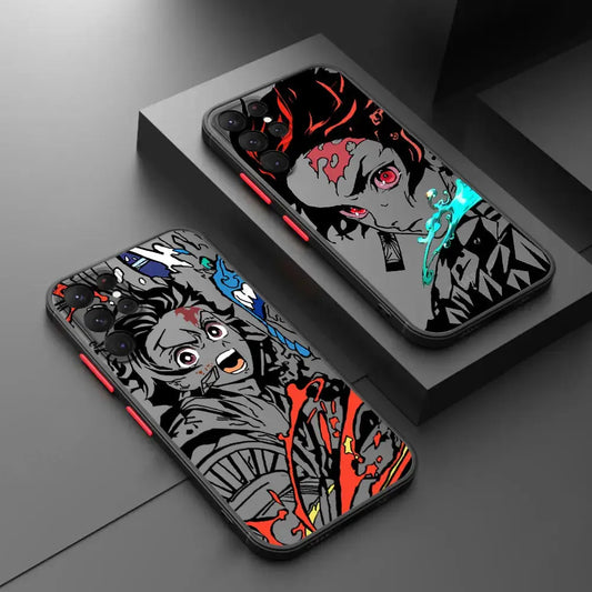 Demon Slayer Kimetsu no Yaiba Frosted Translucent Phone Case for Samsung Galaxy Otaku Sora