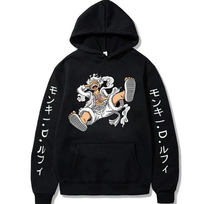 One Piece Gear Fifth Luffy Hoodie – Sun God Graphic Pullover for Autumn & Winter Otaku Sora