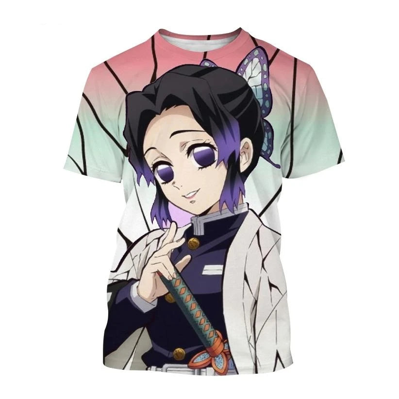 Demon Slayer - Summer Anime T-Shirt: Kimetsu no Yaiba Kamado Nezuko and Kochou Shinobu Cosplay 3D Print Fashion Short Sleeve
-1- Otaku Sora