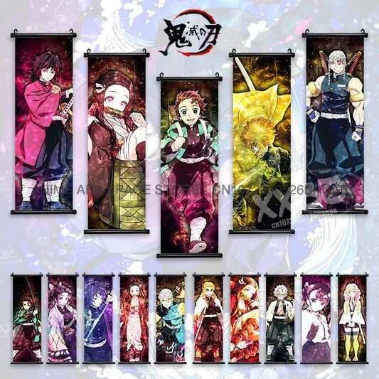 Demon Slayer Shinobu Kochou Canvas Wall Art – HD Hanging Scroll for Anime Fans Otaku Sora