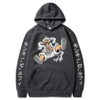 One Piece Gear Fifth Luffy Hoodie – Sun God Graphic Pullover for Autumn & Winter Otaku Sora