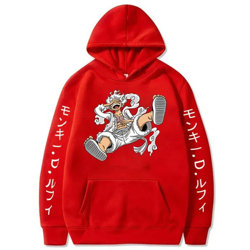 One Piece Gear Fifth Luffy Hoodie – Sun God Graphic Pullover for Autumn & Winter Otaku Sora