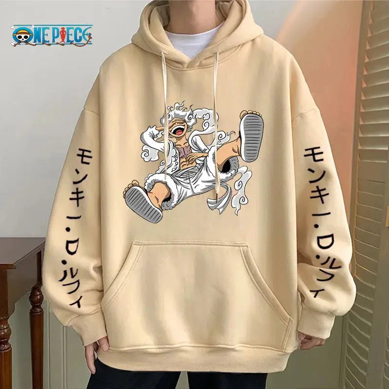 One Piece Gear Fifth Luffy Hoodie – Sun God Graphic Pullover for Autumn & Winter Otaku Sora