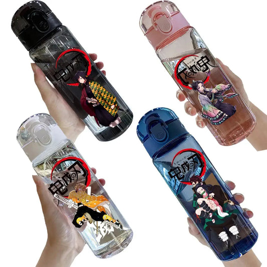 Demon Slayer Agatsuma Zenitsu, Tomioka Giyuu, Kamado Tanjirou, Kamado Nezuko, Kochou Shinobu Plastic Water Cup Bottle - 780ml Otaku Sora