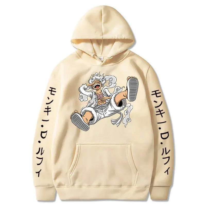 One Piece Gear Fifth Luffy Hoodie – Sun God Graphic Pullover for Autumn & Winter Otaku Sora