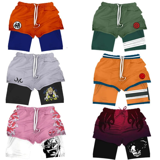 Anime Gym Shorts - Dragon Ball, NARUTO, One Piece 3D Print Compression Shorts -1- Otaku Sora