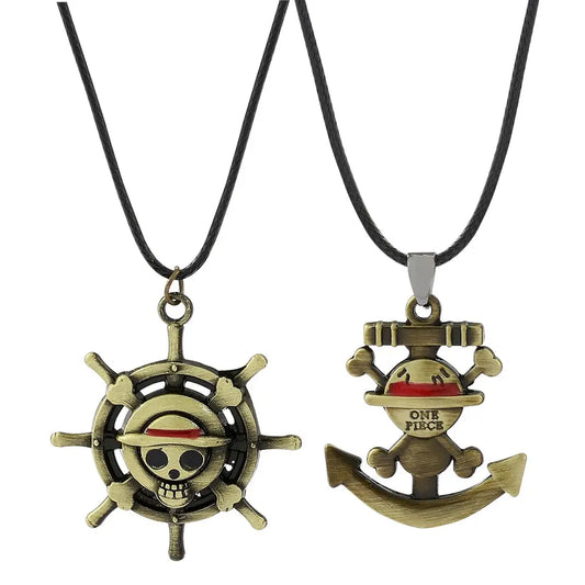 One Piece Trafalgar Law Necklace – Vintage Skull Pendant & Monkey D. Luffy Choker for Women Otaku Sora