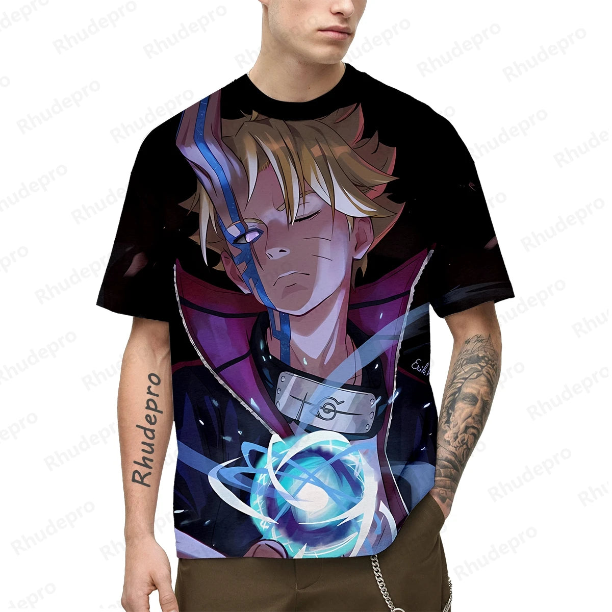 Naruto High Quality Men's and Women Y2K Fashion T-Shirt - Short Sleeve Anime Cosplay Shirt Boys and Girls -4- Otaku Sora