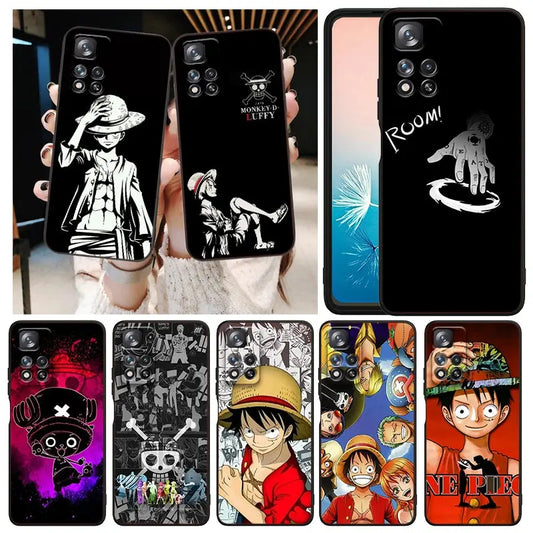 One Piece Anime Japanese Phone Case for Xiaomi Redmi Note 12R, 12S, 11, 10, 9, 8 Pro Plus 5G – Black Protective Cover Otaku Sora