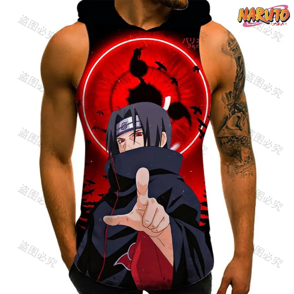 Naruto Anime Man Sleeveless Hooded Vest - Naruto Gym Clothing Otaku Sora