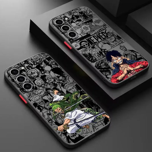 One Piece Frosted Translucent Phone Case – Luxury Design for Samsung Galaxy S24, S23, S22, S21, S20 FE, S10, S9, S8 Plus, Ultra, Pro 5G Otaku Sora