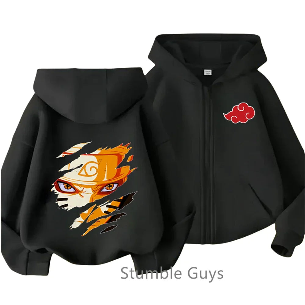 Naruto Anime  Zipper Hoodie - Kids Long-Sleeved Sweatshirt -1- Otaku Sora